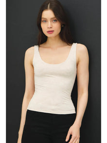  Basic Scoop Neck Tank- Oatmeal
