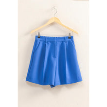  Cobalt Blue High Waist Pleated Chic Shorts