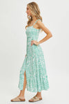 FLORAL PAISLEY PRINT BUTTON-DOWN MIDI DRESS