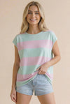 Wide Stripe French Terry Color Block Top