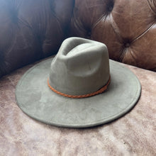  Fashion Classic Wide Brim Suede Hat - Olive
