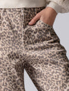 Leopard Print Stitch Detail Barrel Jeans