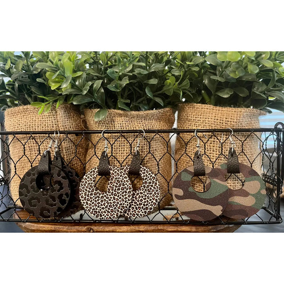 Black Leopard Wood/Acrylic Mods Earrings