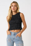 MINI POLKA DOT SMOCKED CROP TANK TOP