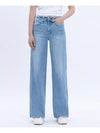High Rise Clean Cut Raw Hem Wide Jeans - Vervet
