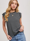 Stirped Muscle Tee - White