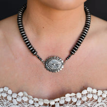  16" Faux Navajo Pearl Disc Necklace with Concho Accent